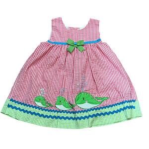 Rare Editions Whale Dress 24 Months Pink Gingham Seersucker Summer Baby Outfit